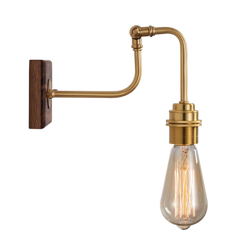 Traditional Square Walnut Copper 1-Light Wall Sconce Lamp