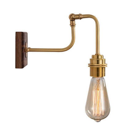 Traditional Square Walnut Copper 1-Light Wall Sconce Lamp