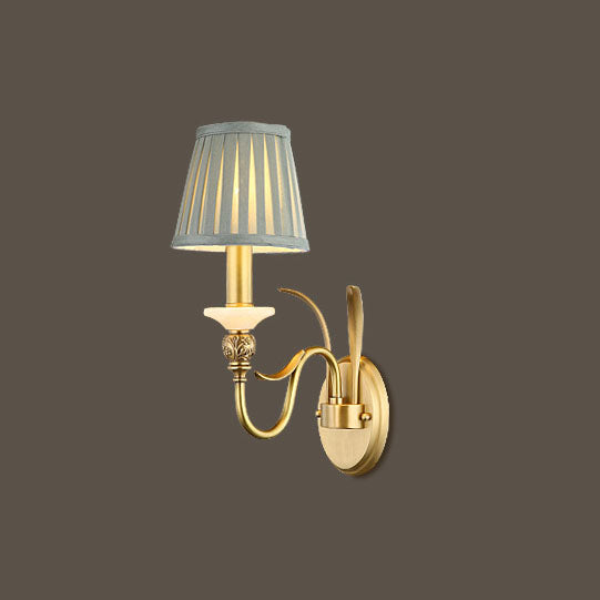 French Cone Copper Curved Arm 1//2 Light Wall Sconce Lamp