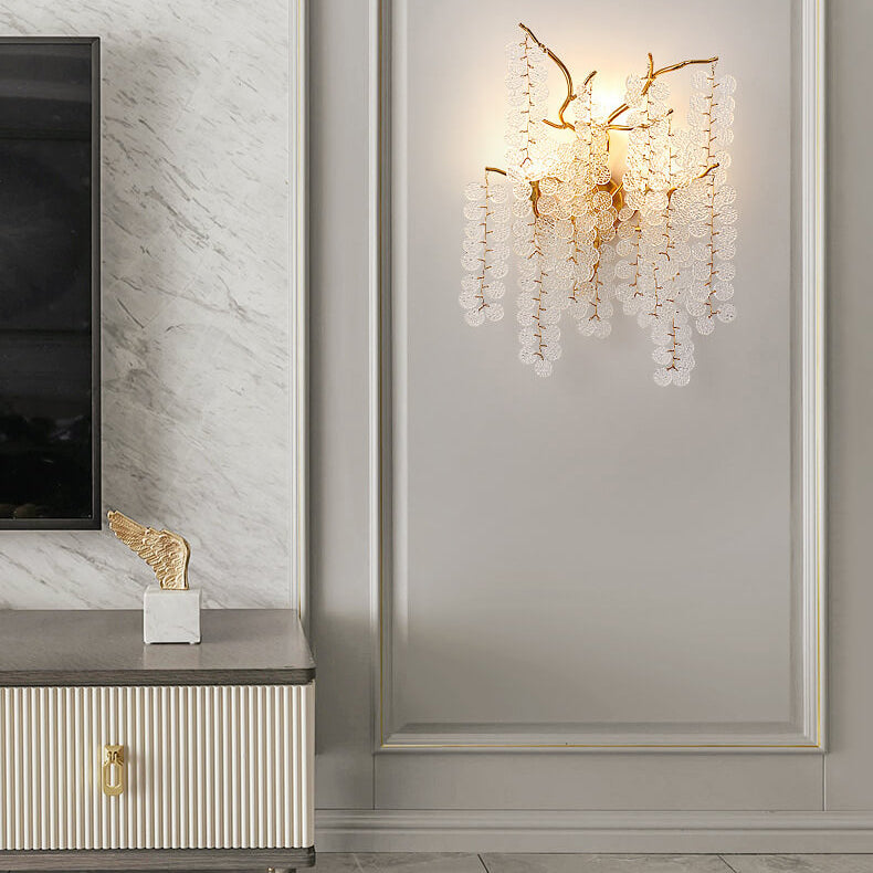 Money Tree Branch Aluminum Glass 3-Light Wall Sconce Lamp