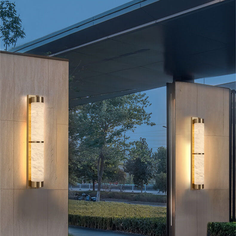 Light Luxury Full Copper Marble Column LED Wall Sconce Lamp