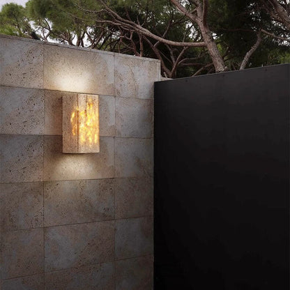 Square Rectangle Yellow Travertine LED Wall Sconce Lamp