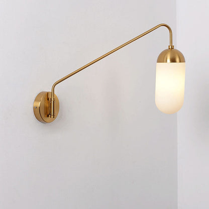 Iron Column 1-Light Swing Arm Long Pole Wall Sconce Lamp