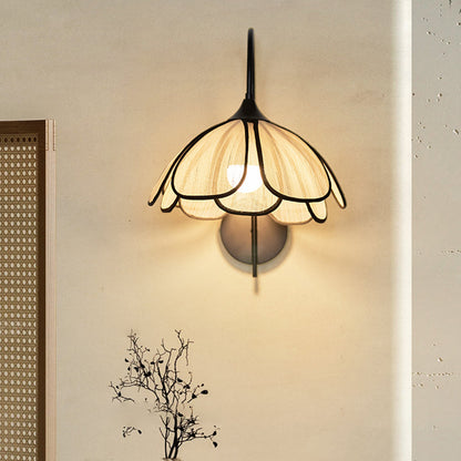 Japanese Shaped Iron Plant Fiber 1-Light Wall Sconce Lamp