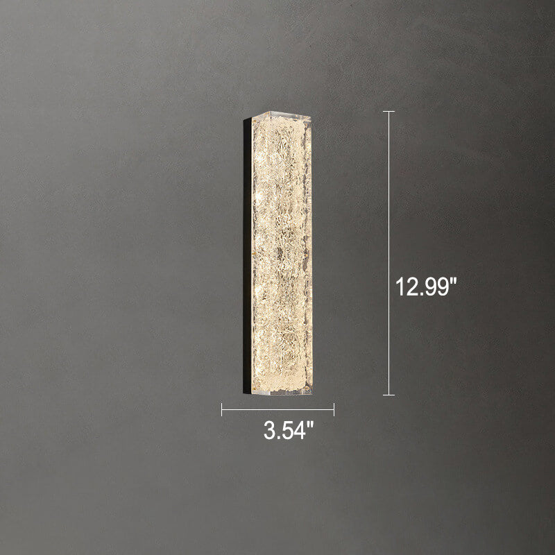 Luxury Brass Clear Resin Rectangular LED Wall Sconce Lamp