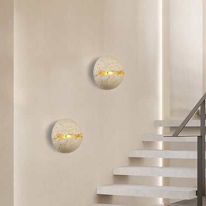 Japanese Travertine Semicircle 1-Light Wall Sconce Lamp