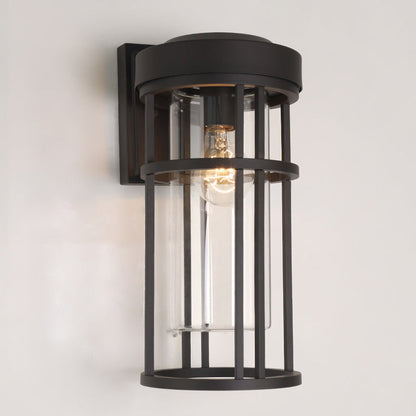 Simplicity Glass Cylinder 1-Light Outdoor Wall Sconce Lamp