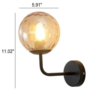 Luxury Round Ball Iron Glass 1-Light Wall Sconce Lamp