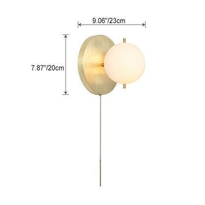 Light Luxury Copper Glass Ball 1-Light Wall Sconce Lamp