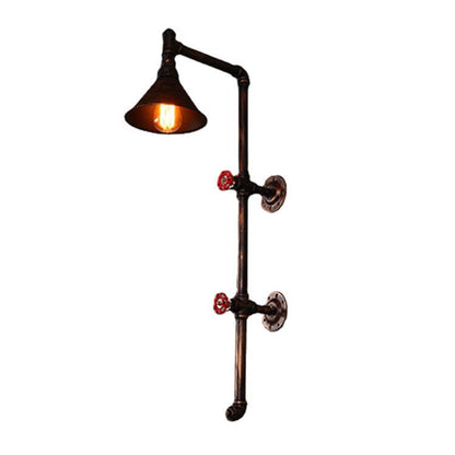 Iron Water Pipe Faucet Design 1-Light Wall Sconce Lamp