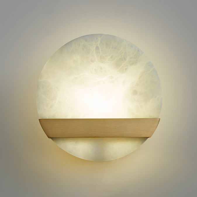 Luxury Copper Marble Round V Letter LED Wall Sconce Lamp