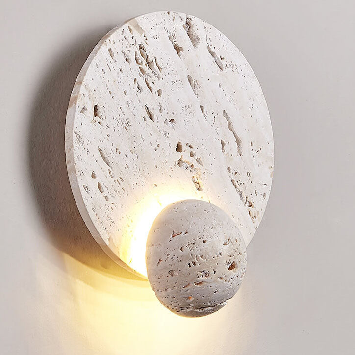 Cream Double Disc White Travertine LED Wall Sconce Lamp