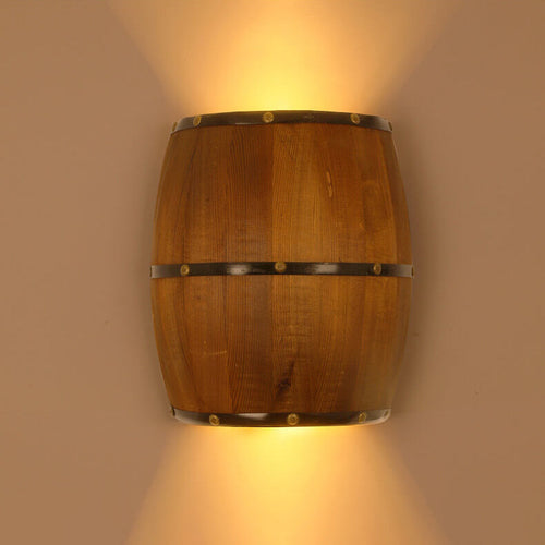 Industrial Vintage Half Barrel Wood LED Wall Sconce Lamp
