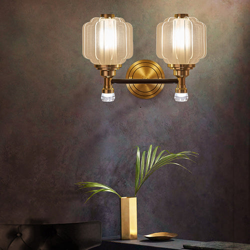 Scandinavian Glass Copper 1/2 Light Wall Sconce Lamp