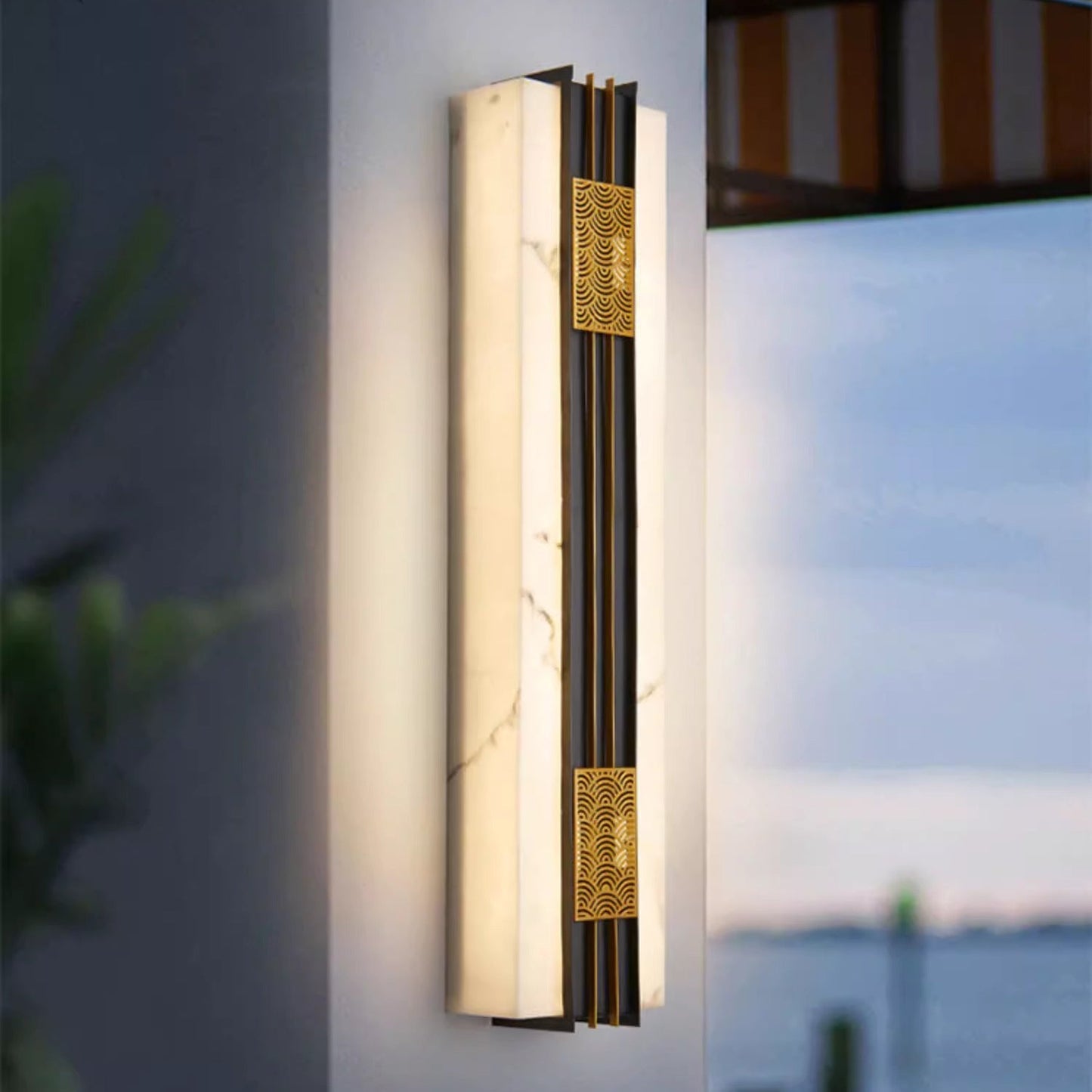 Chinese Stainless Steel Faux Marble LED Wall Sconce Lamp