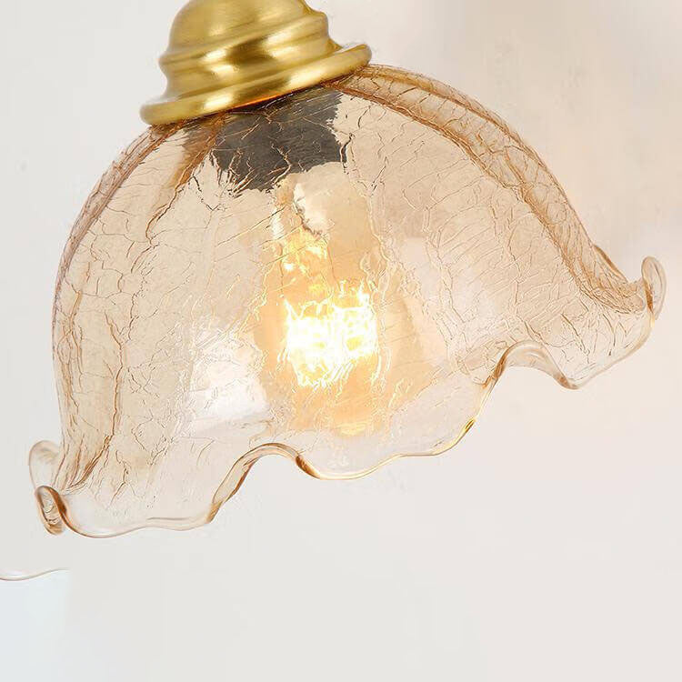 Creative Flower Glass Copper 1-Light Wall Sconce Lamp