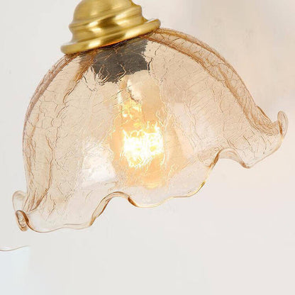 Creative Flower Glass Copper 1-Light Wall Sconce Lamp
