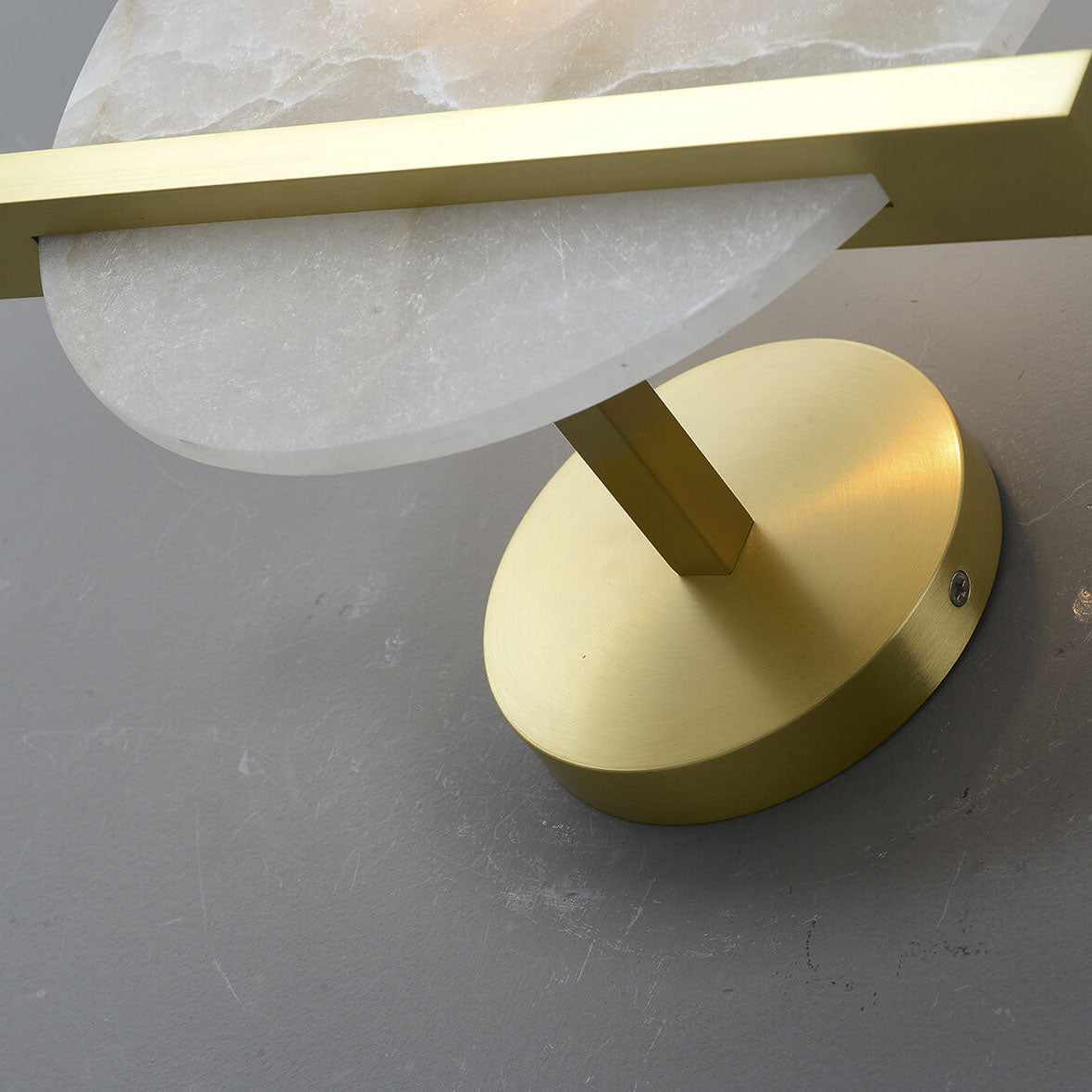 Round Disc Round Marble Copper 1-Light Wall Sconce Lamp