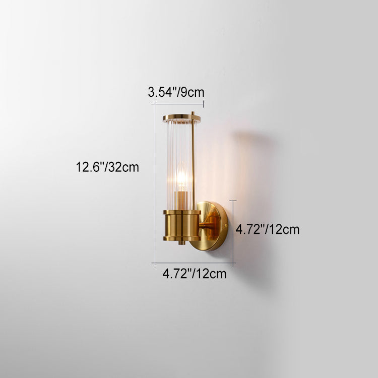 Cylindrical Iron Glass 1/2 Light Wall Sconce Lamp