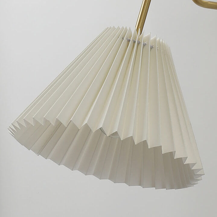 Vintage Walnut Brass Pleated Shade 1-Light Wall Sconce Lamp
