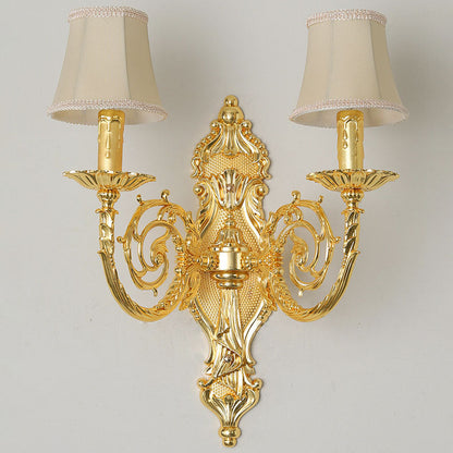 Candelabra Zinc Alloy Fabric 2-Light Wall Sconce Lamp