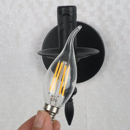 Industrial Minimalist Iron Candle 1-Light Wall Sconce Lamp