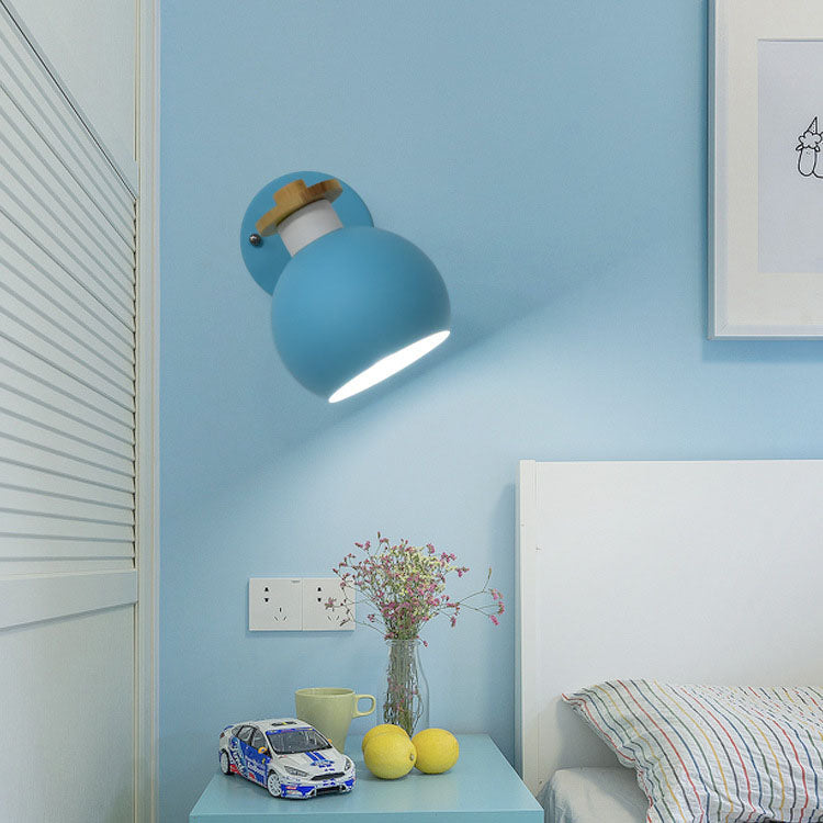 Dome Iron Solid Wood Macaroon 1-Light Wall Sconce Lamp