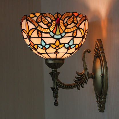Tiffany Flora Stained Glass 1-Light Wall Sconce Lamp