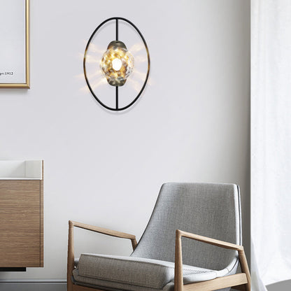 Nordic Iron Glass Oval Ball 1-Light Wall Sconce Lamp