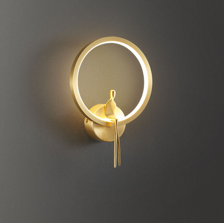Nordic Minimalist Round Full Copper LED Wall Scone Lamp