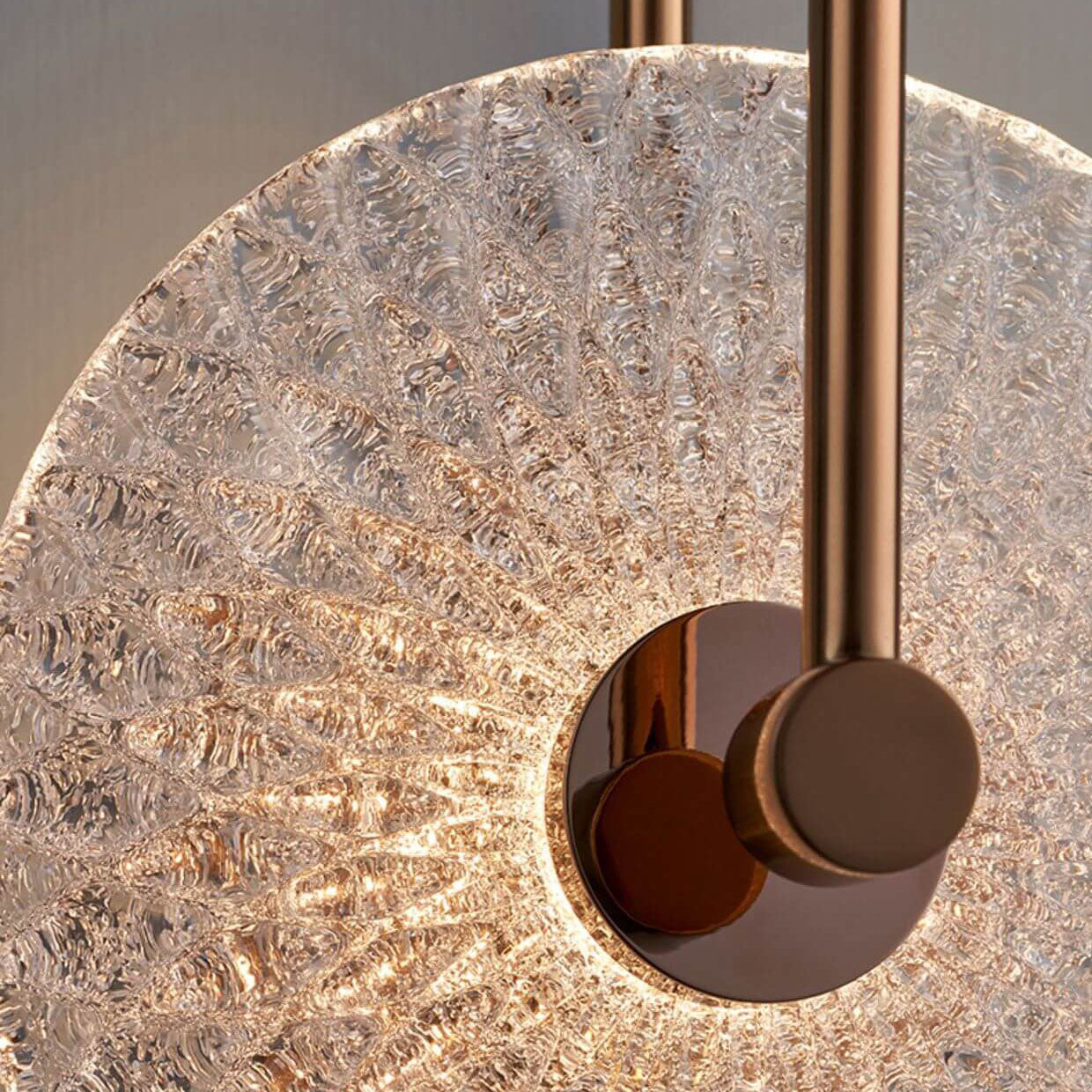French Water Pattern Glass Round LED Wall Sconce Lamp