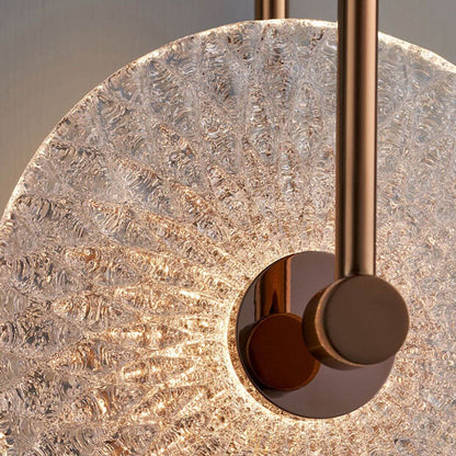 French Water Pattern Glass Round LED Wall Sconce Lamp