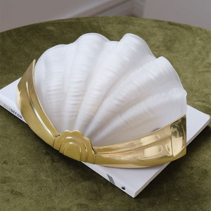 Modern Art Deco Shell Brass Glass 1-Light Wall Sconce Lamp
