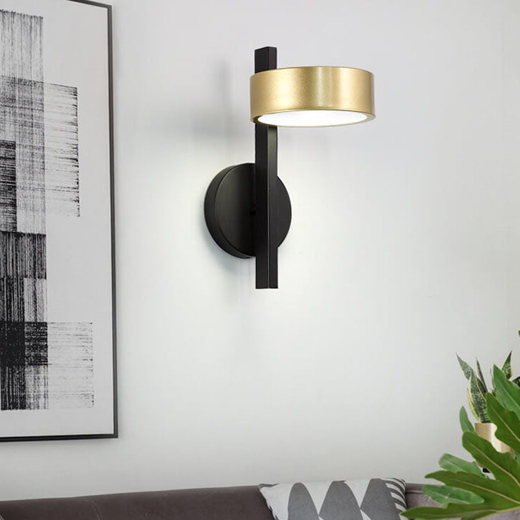 Light Black Gold Iron Round Head LED Wall Sconce Lamp