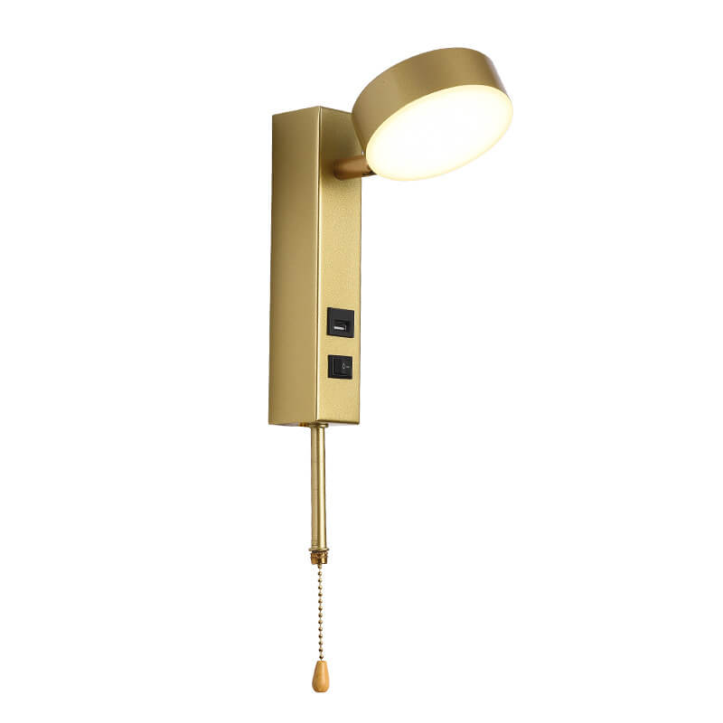 Minimalist Round Rectangular Base USB LED Wall Sconce Lamp