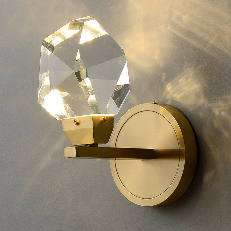 Luxury Full Copper Crystal Stone LED Wall Sconce Lamp