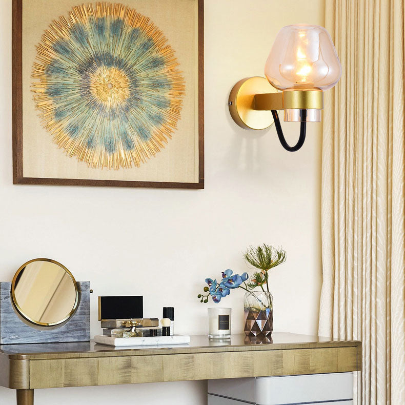 Scandinavian Iron Glass Cup Design 1-Light Wall Sconce Lamp