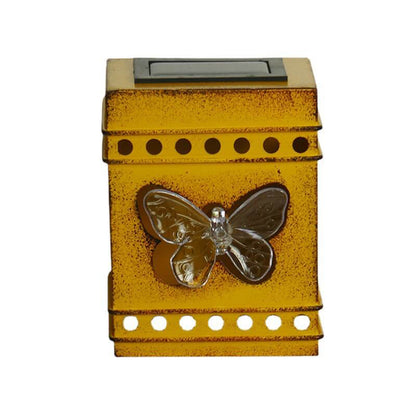 Solar Box Aged Iron LED Outdoor Fence Wall Sconce Lamp