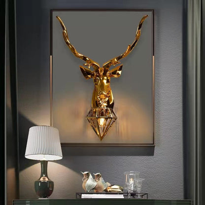 Creative Deer Head Resin 1-Light Wall Sconce Lamp