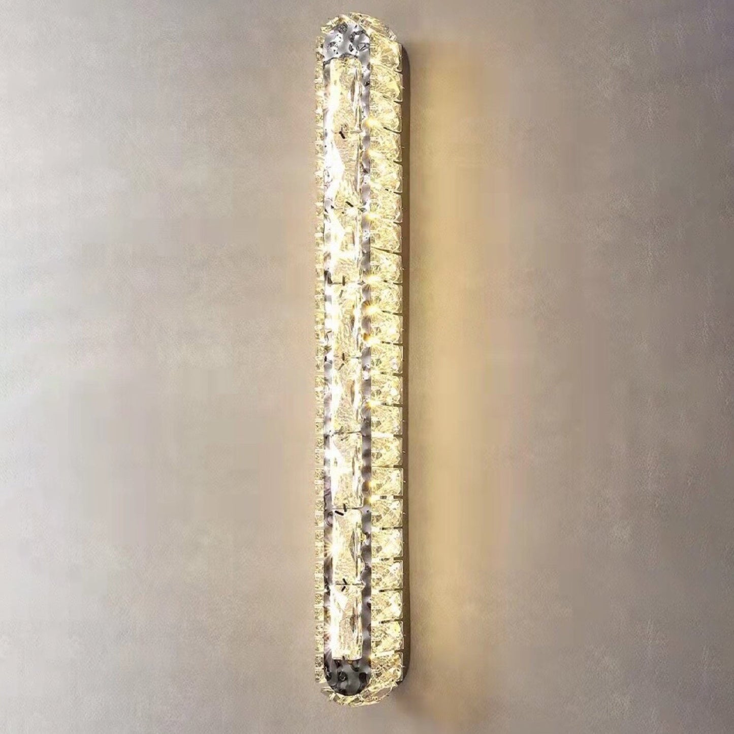 Stainless Crystal Elliptical Strip LED Wall Sconce Lamp