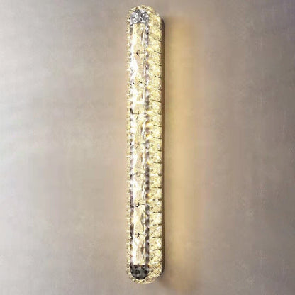 Stainless Crystal Elliptical Strip LED Wall Sconce Lamp