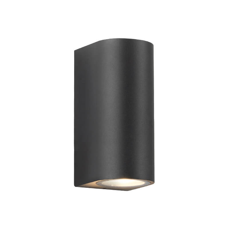 Outdoor Aluminum Glass Cylinder 2-Light Wall Sconce Lamp