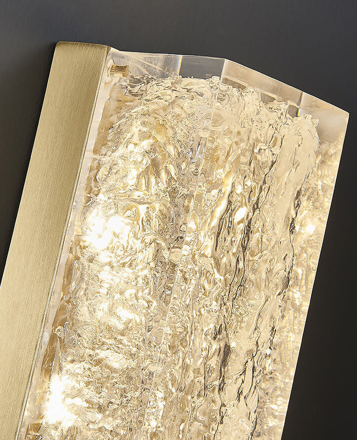 Luxury Brass Clear Resin Rectangular LED Wall Sconce Lamp