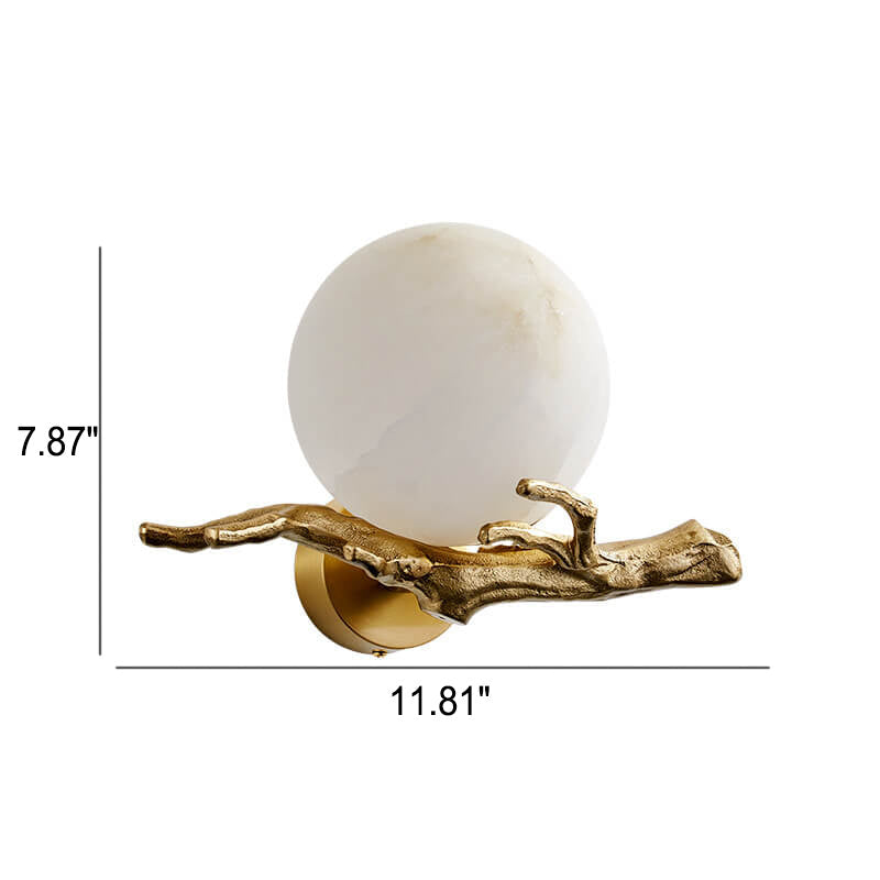 Luxury Brass Lucite Tree Branch 1-Light Wall Sconce Lamp