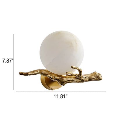 Luxury Brass Lucite Tree Branch 1-Light Wall Sconce Lamp