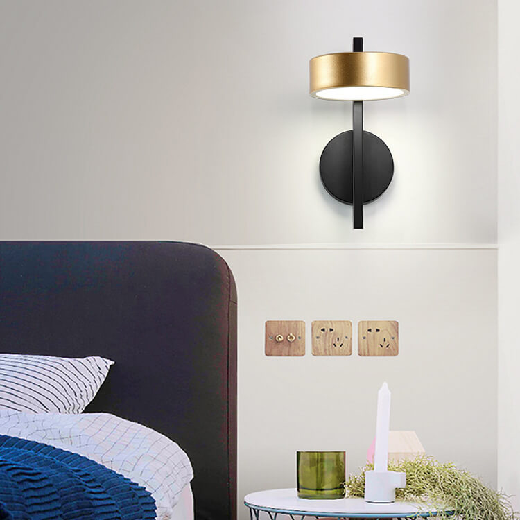 Light Black Gold Iron Round Head LED Wall Sconce Lamp