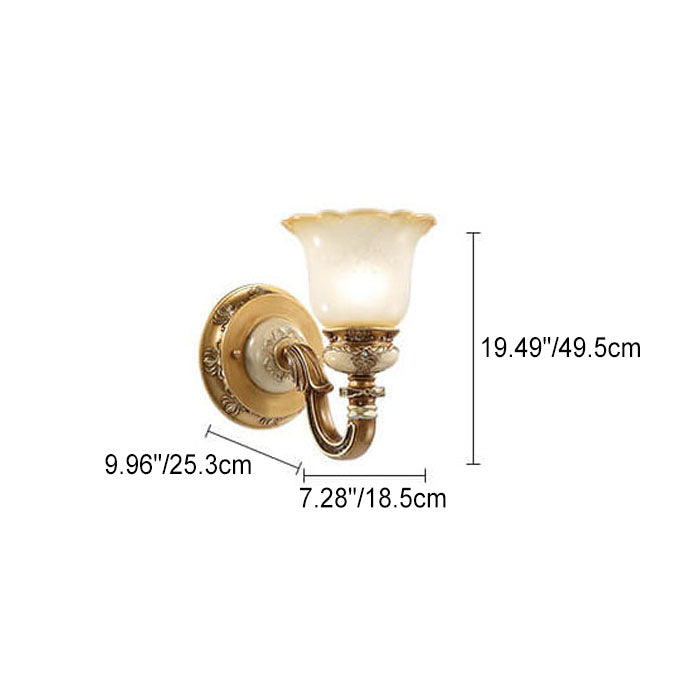 Flower Cup Iron Resin Glass 1/2 Light Wall Sconce Lamp