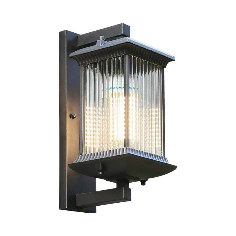 Square Glass 1-Light Outdoor Waterproof Wall Sconce Lamp