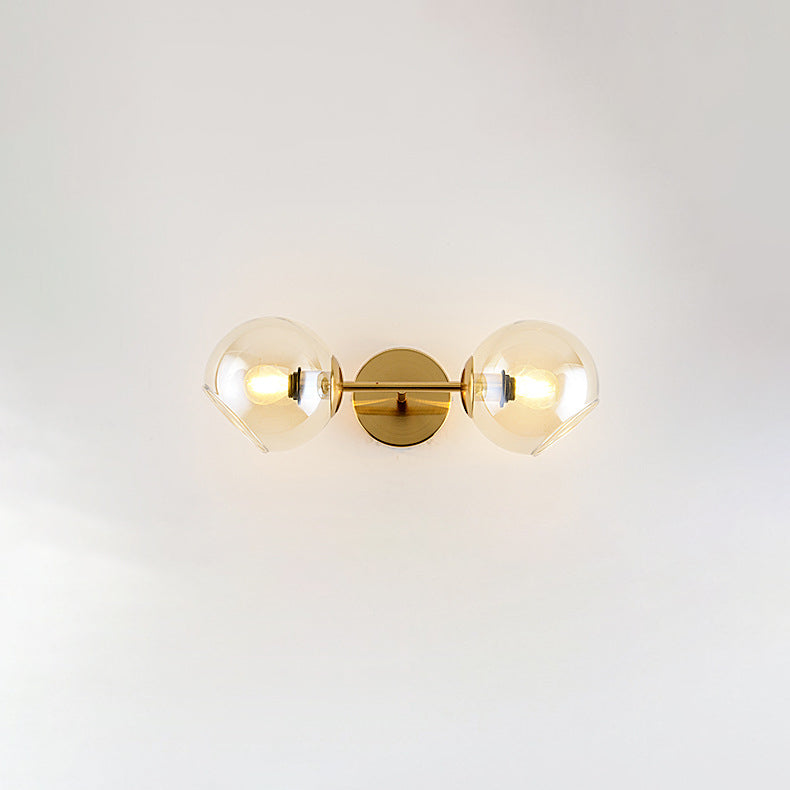Nordic Iron Glass Ball Strip 2-Light Wall Sconce Lamp