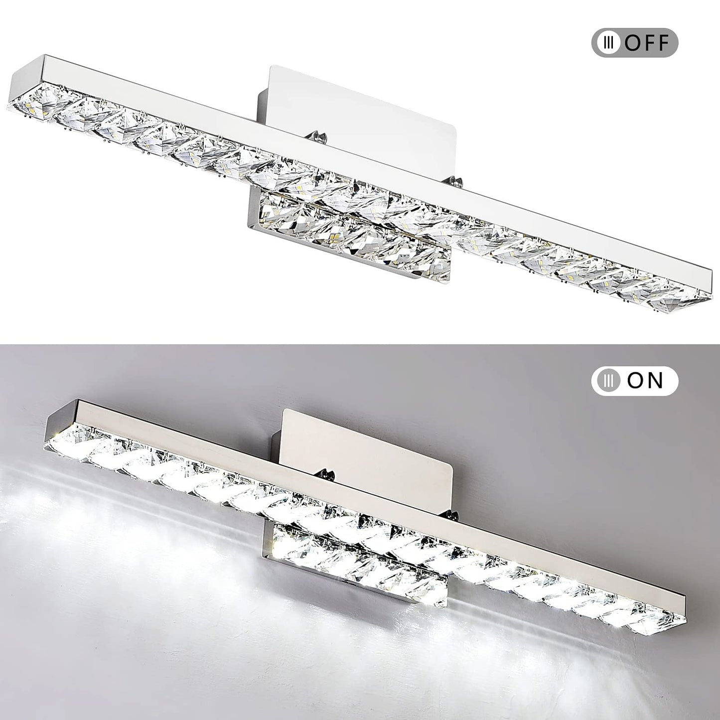 Strip Steel Crystal LED Wall Sconce Lamp Vanity Light
